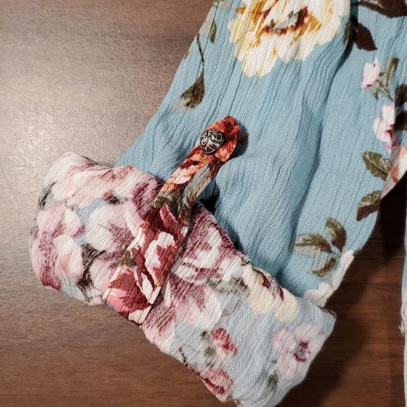 Aratta Silent Journey Floral Flower Blouse Button Down Shirt Velvet Collar Small - Picture 6 of 16